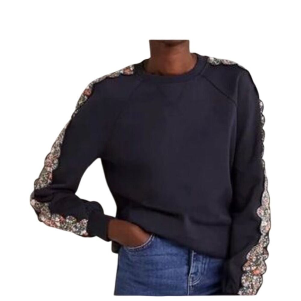 Boden floral trimmed fleece sweatshirt US 16/28